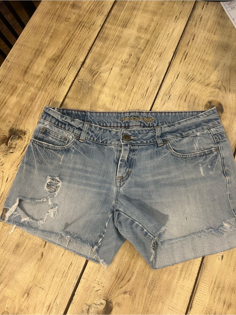 American Eagle Outfitters Light Wash Distressed Denim Shorts